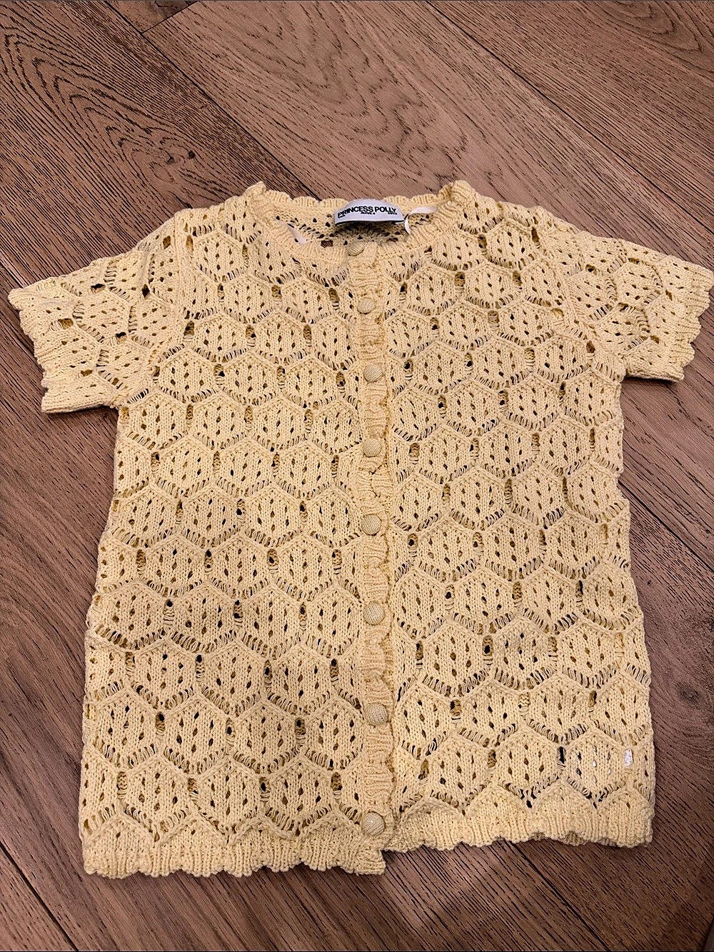 Princess Polly Crochet Knit Cardigan Yellow Size 0